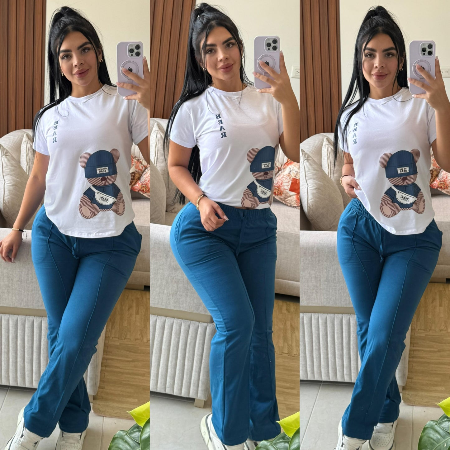 Jogger bota recta oso teddy